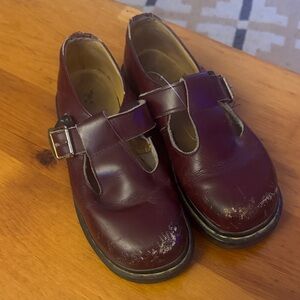 Vintage Dr. Martens MIE Burgundy Leather Mary Jane Mules